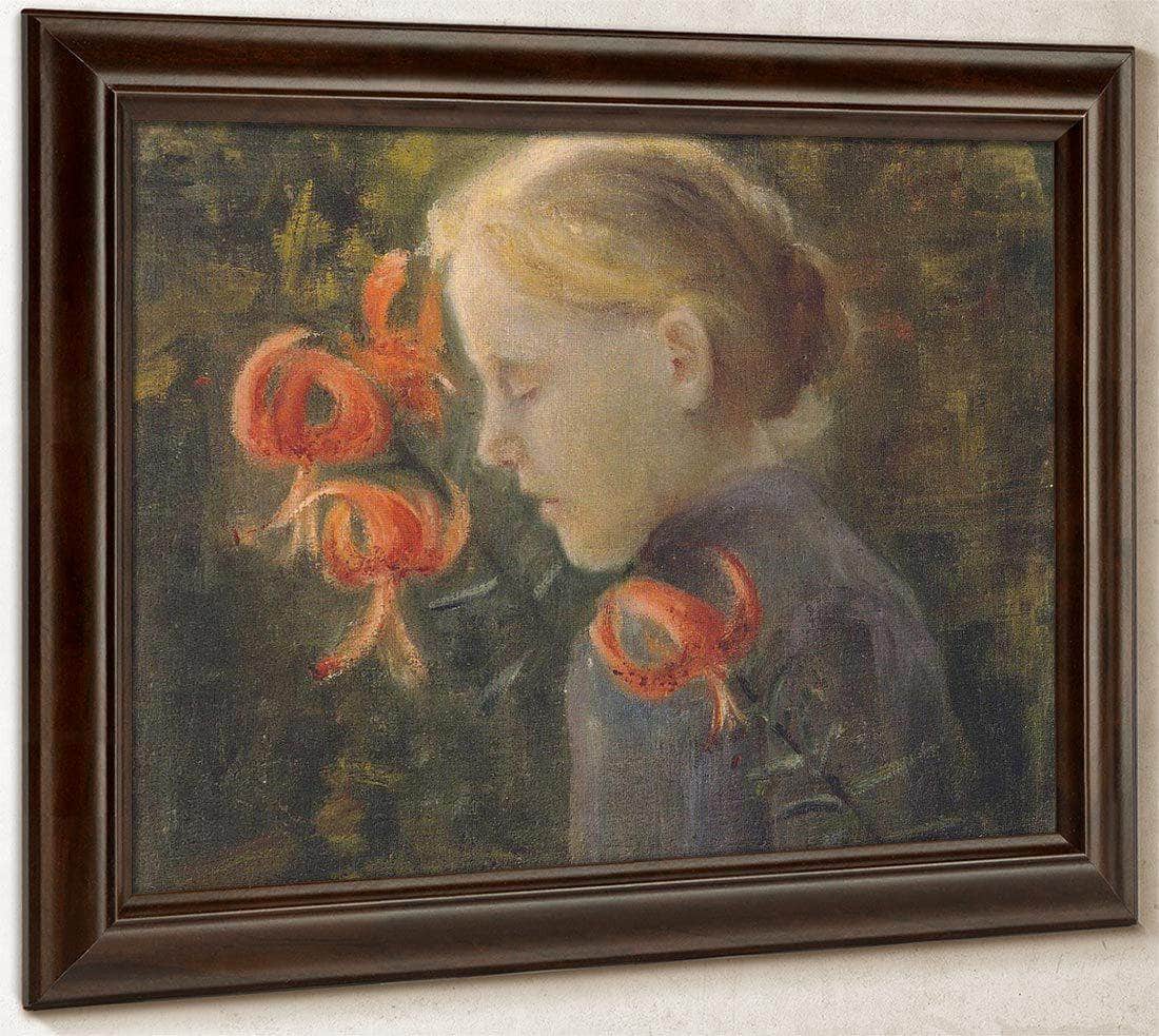 Girl With Tiger Lilies By Paula Modersohn Becker Fine Art Print