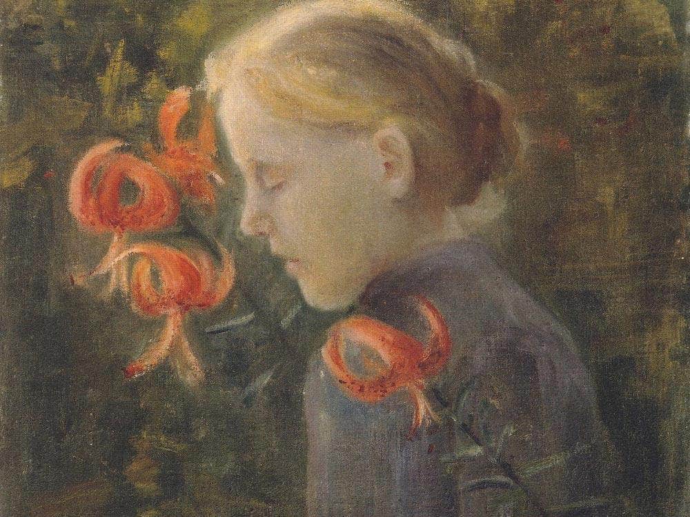 Girl With Tiger Lilies By Paula Modersohn Becker Fine Art Print