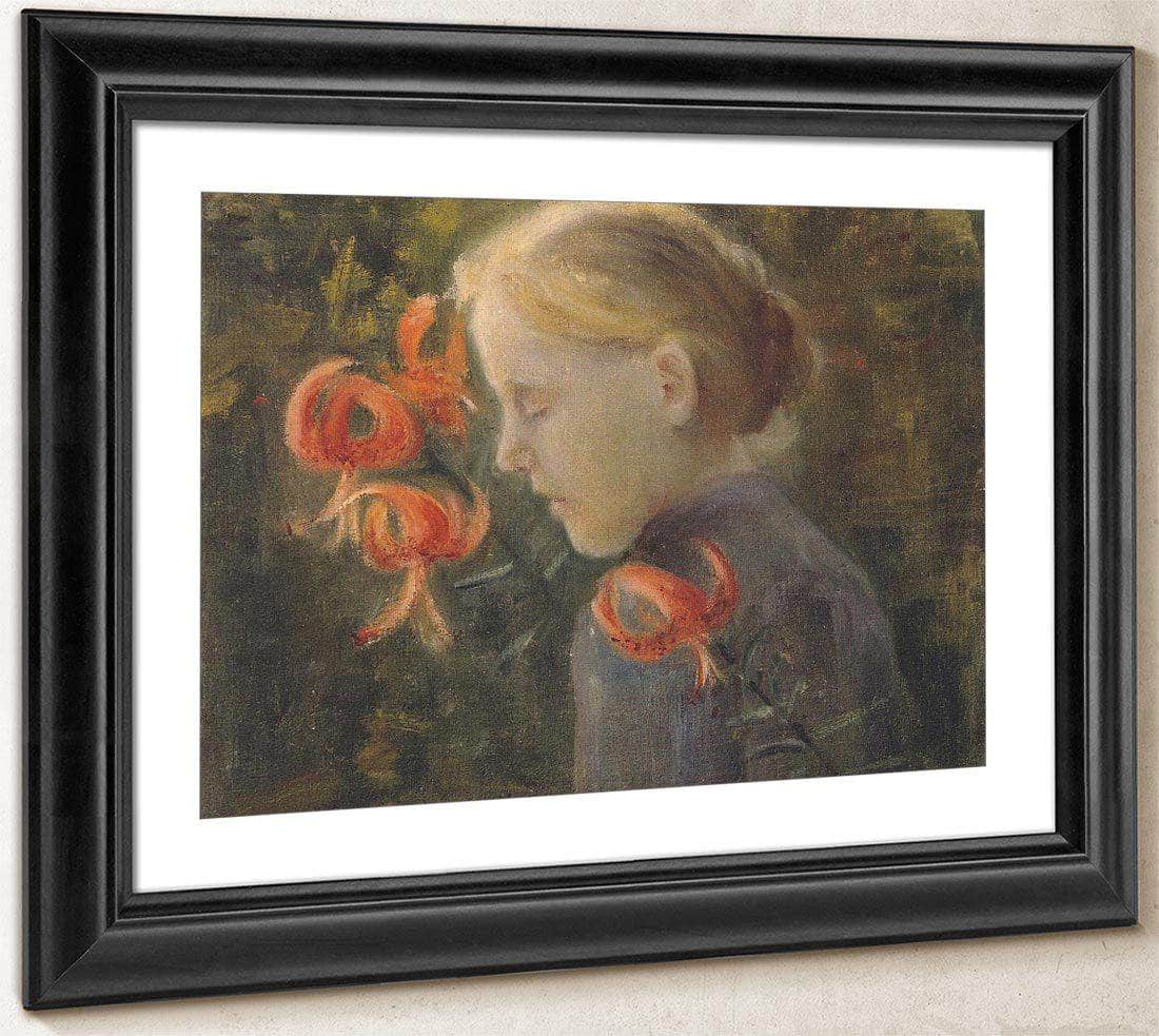 Girl With Tiger Lilies By Paula Modersohn Becker Fine Art Print