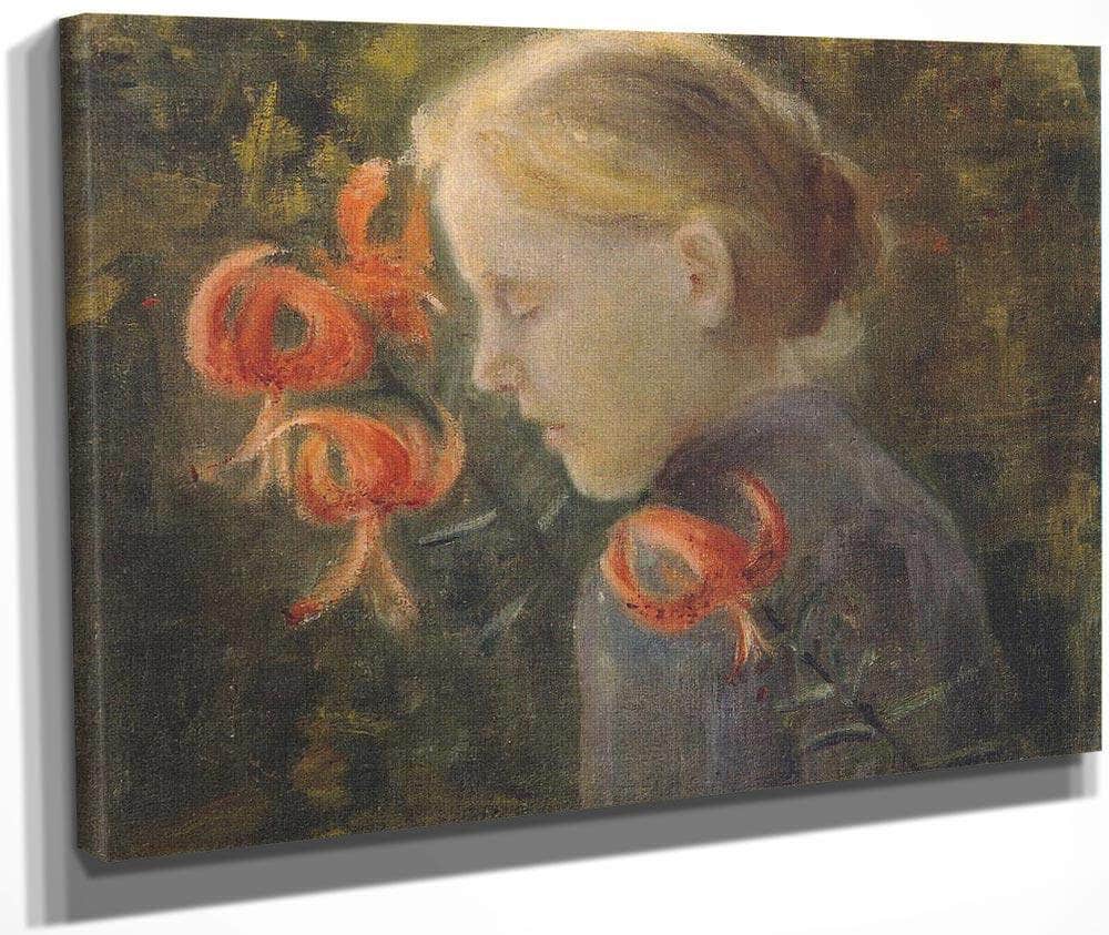 Girl With Tiger Lilies By Paula Modersohn Becker Fine Art Print