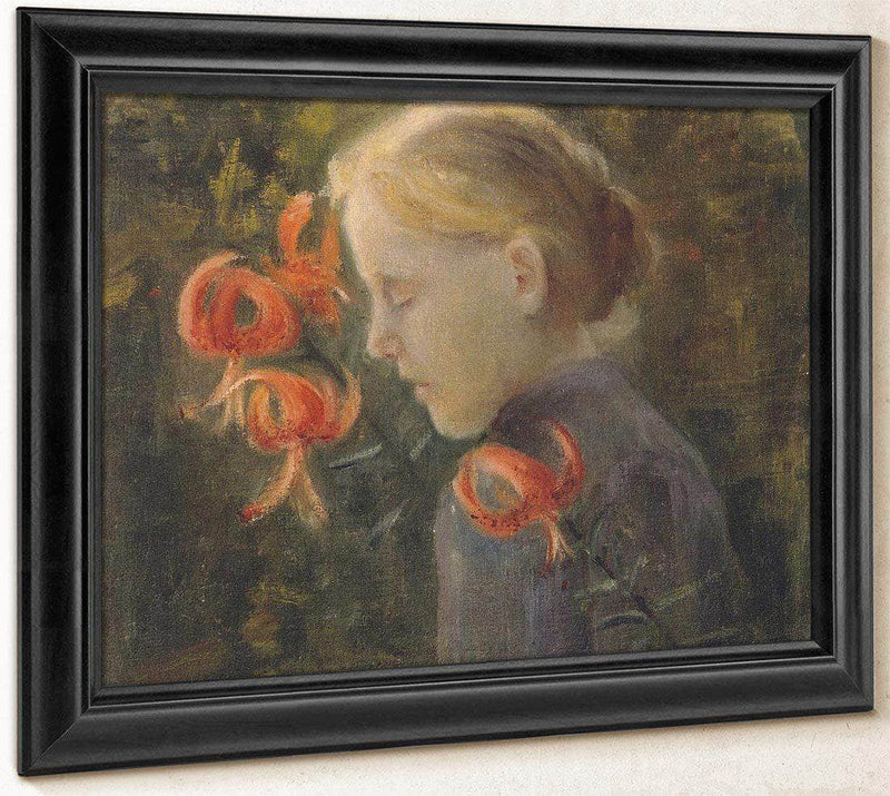 Girl With Tiger Lilies By Paula Modersohn Becker Fine Art Print