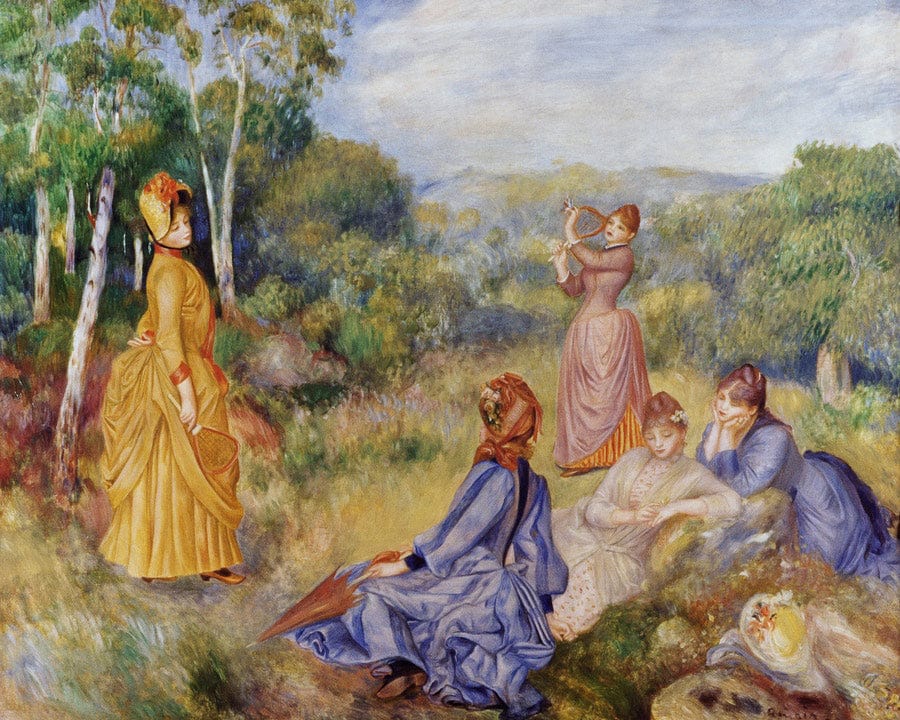 Girls Playing Battledore And Shuttlecock By Pierre Auguste Renoir Fine Art Print