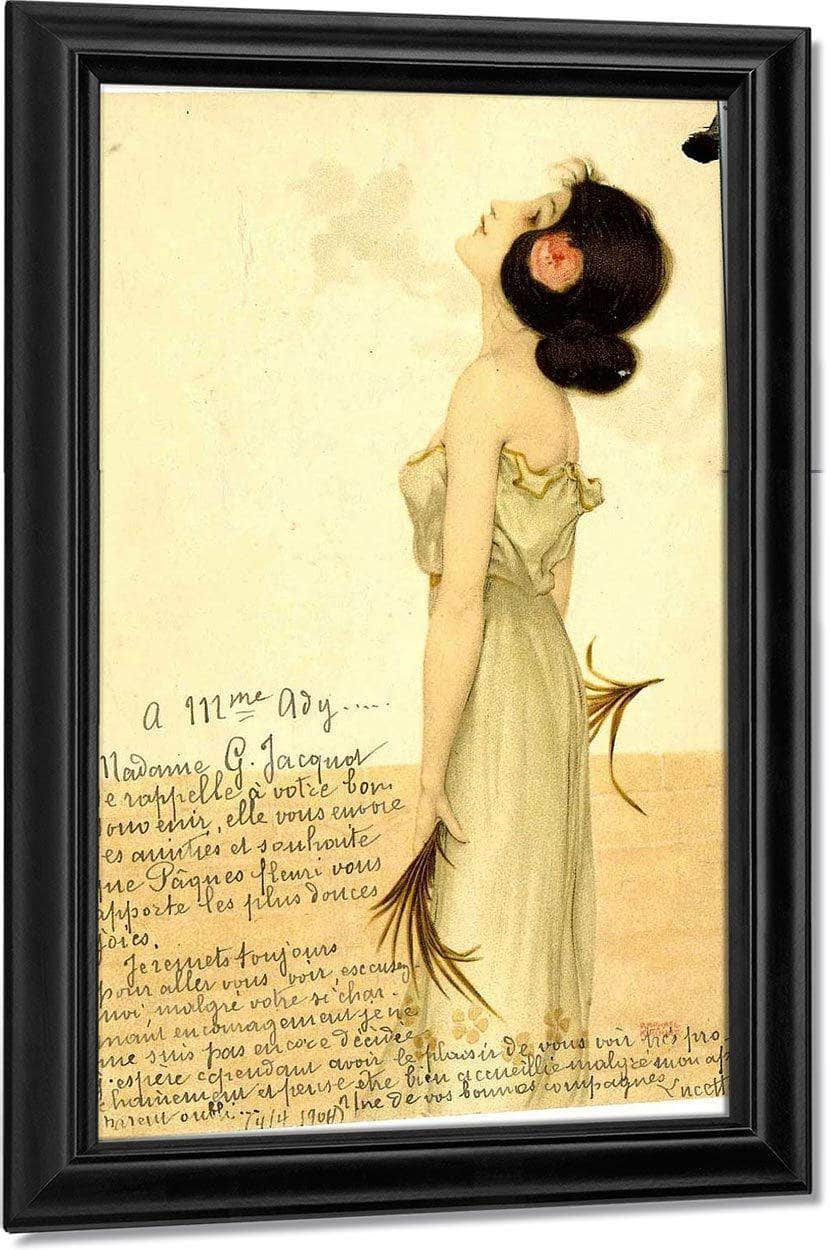 Girls With Flowers At Feet 1902 4 By Raphael Kirchner Fine Art Print
