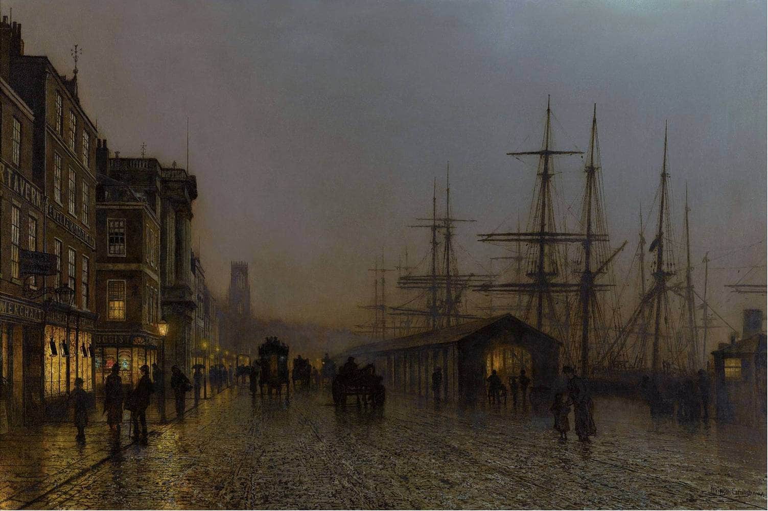 Glasgow, Saturday Night Painting John Atkinson Grimshaw Canvas Art Fine Art Print