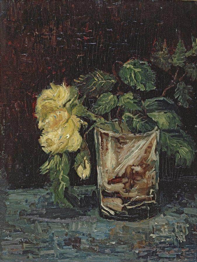 Glass With Yellow Roses By Vincent Van Gogh Fine Art Print