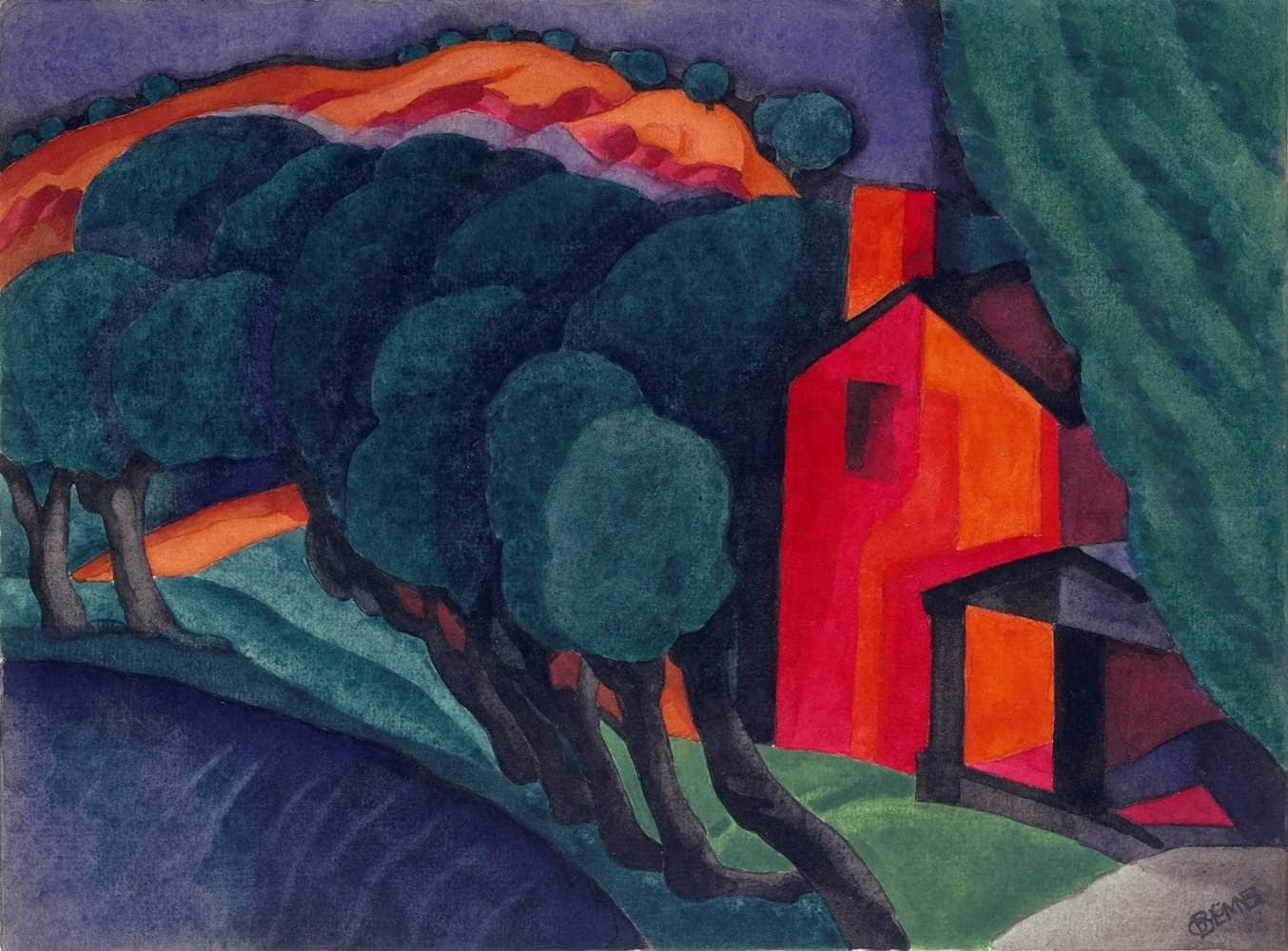 Glowing Night Painting Oscar Bluemner Canvas Art Fine Art Print