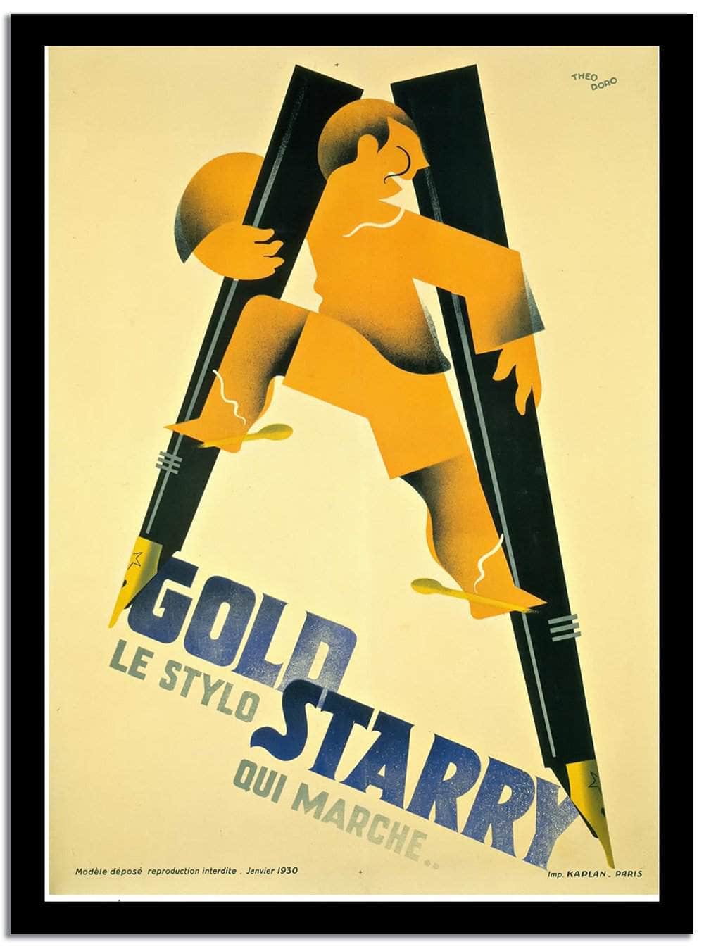 Gold Starry  Vintage Poster Fine Art Print