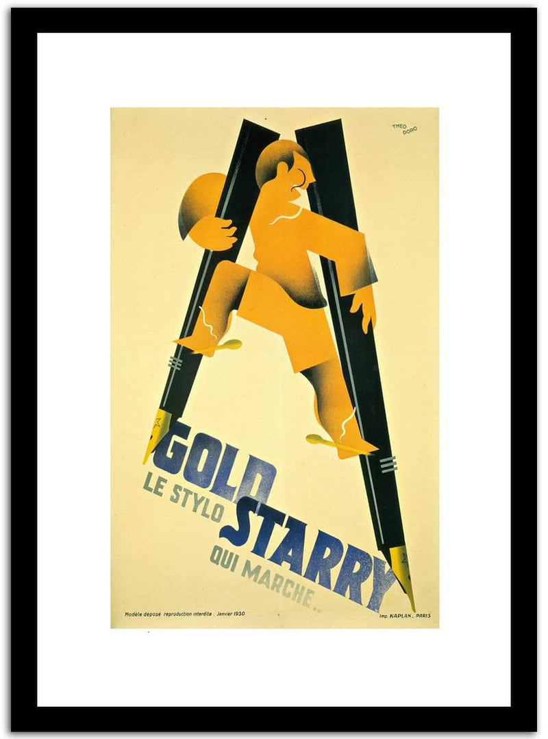 Gold Starry  Vintage Poster Fine Art Print
