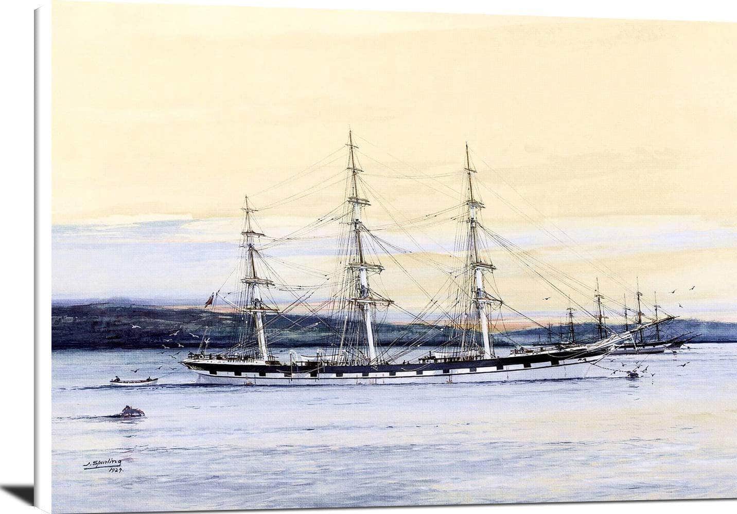 Golden Fleece Lying At Anchor Painting Jack Spurling Canvas Art Fine Art Print