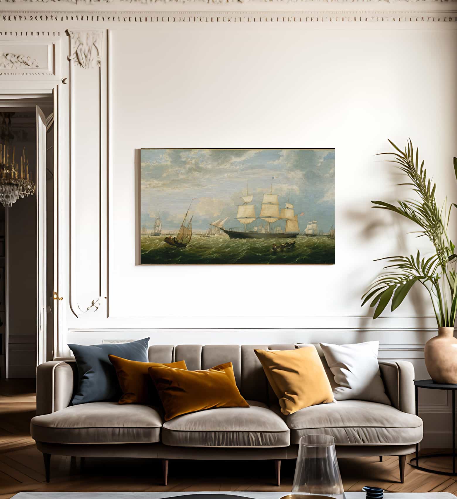 Golden State Entering New York Harbor By Fitz Henry Lane Fine Art Print