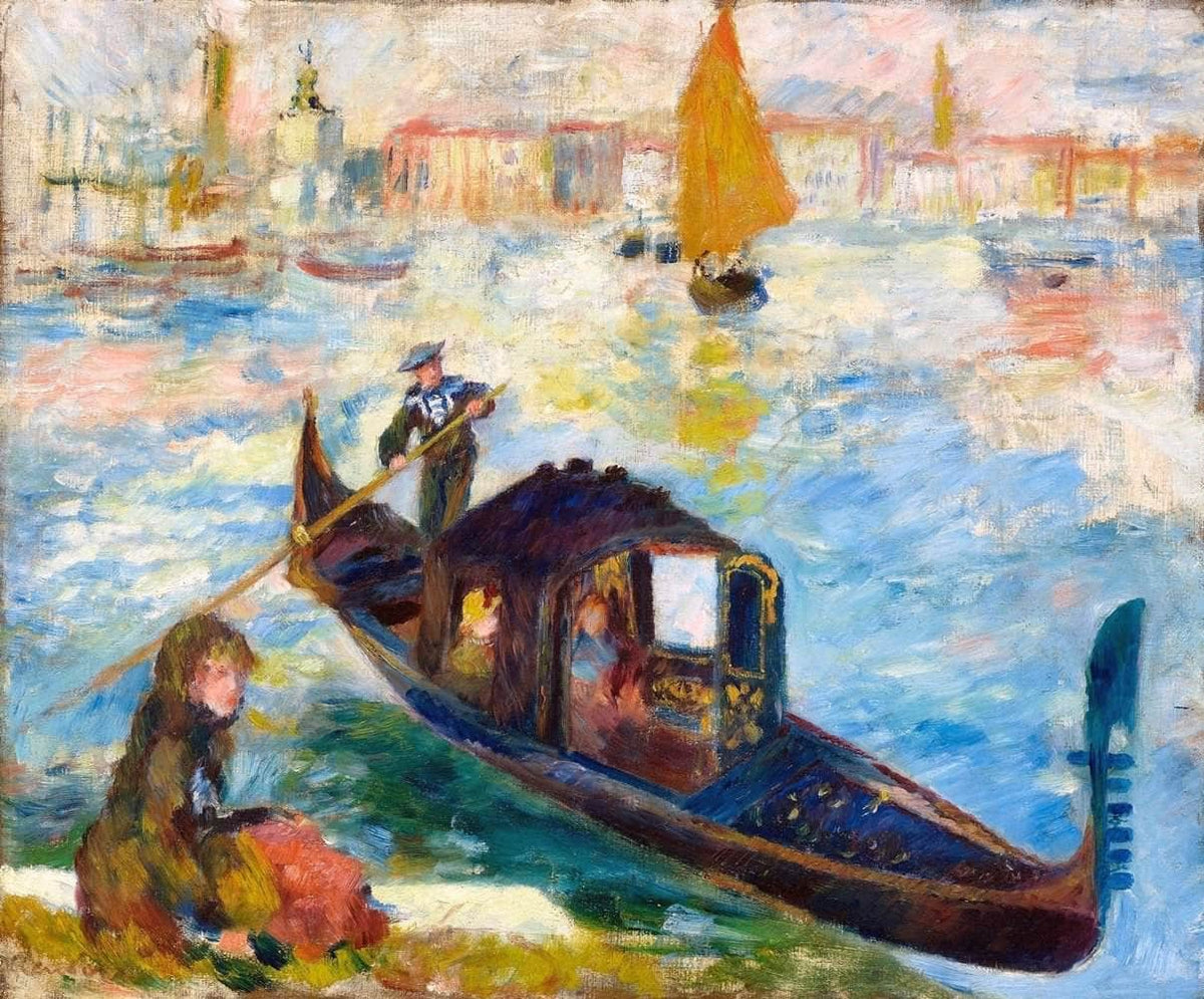 Gondola On The Grand Canal, Venice Painting Auguste Renoir Canvas Art Fine Art Print
