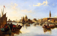Gondolas Fishing Boats Grand Canal Venice Painting Edward Pritchett Canvas Art Fine Art Print
