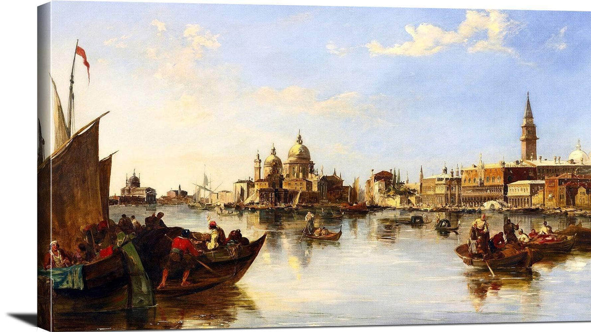 Gondolas Fishing Boats Grand Canal Venice Painting Edward Pritchett Canvas Art Fine Art Print
