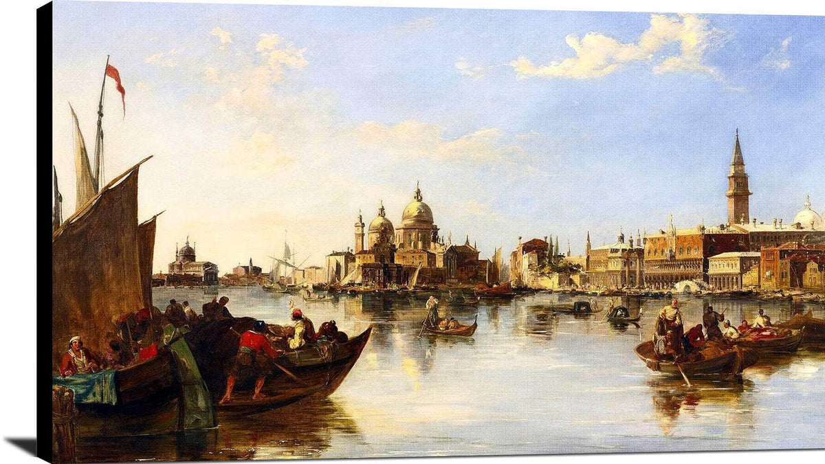 Gondolas Fishing Boats Grand Canal Venice Painting Edward Pritchett Canvas Art Fine Art Print
