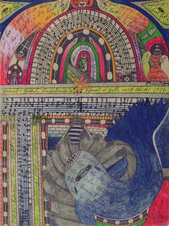 Gourmet Food Store Feeding The Fishes 1911 By Adolf Wolfli Fine Art Print