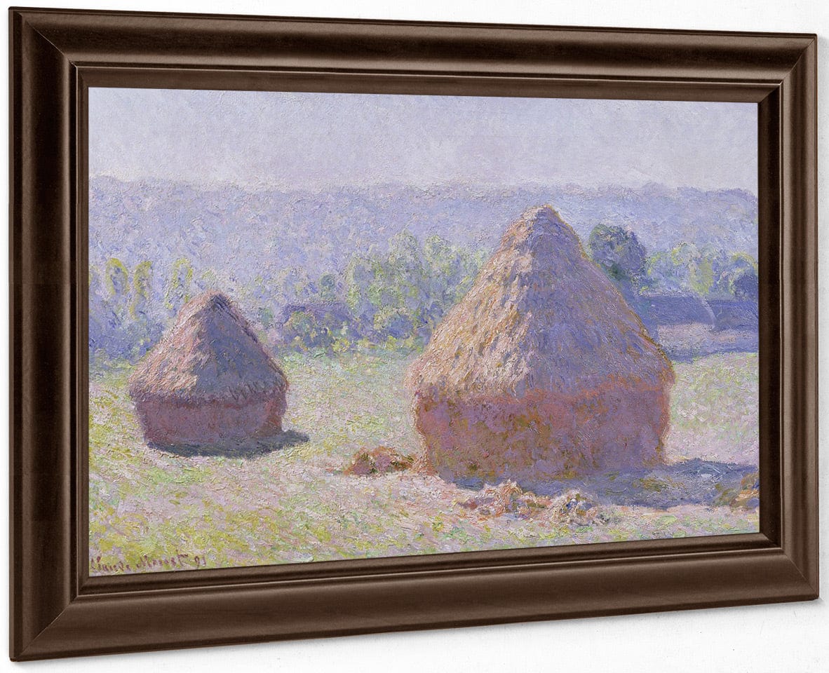 Grainstacks At The End Of The Summer, Morning Effect By Claude Monet Fine Art Print
