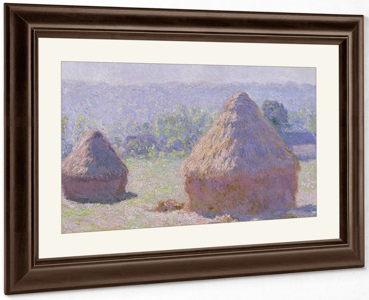 Grainstacks At The End Of The Summer, Morning Effect By Claude Monet Fine Art Print