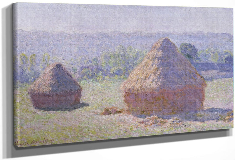 Grainstacks At The End Of The Summer, Morning Effect By Claude Monet Fine Art Print