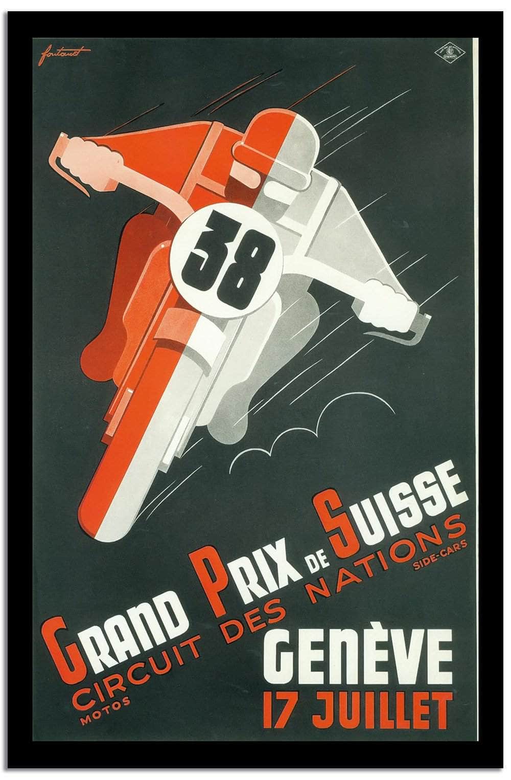 Grand Prix De Suisse Circuit Des Nations Vintage Racing Poster Fine Art Print