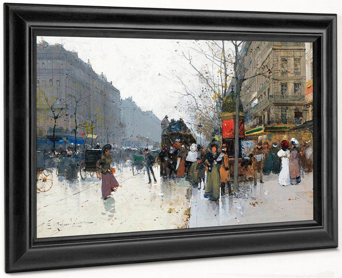 Grands Boulevards In Paris By Eugene Galien Laloue Fine Art Print