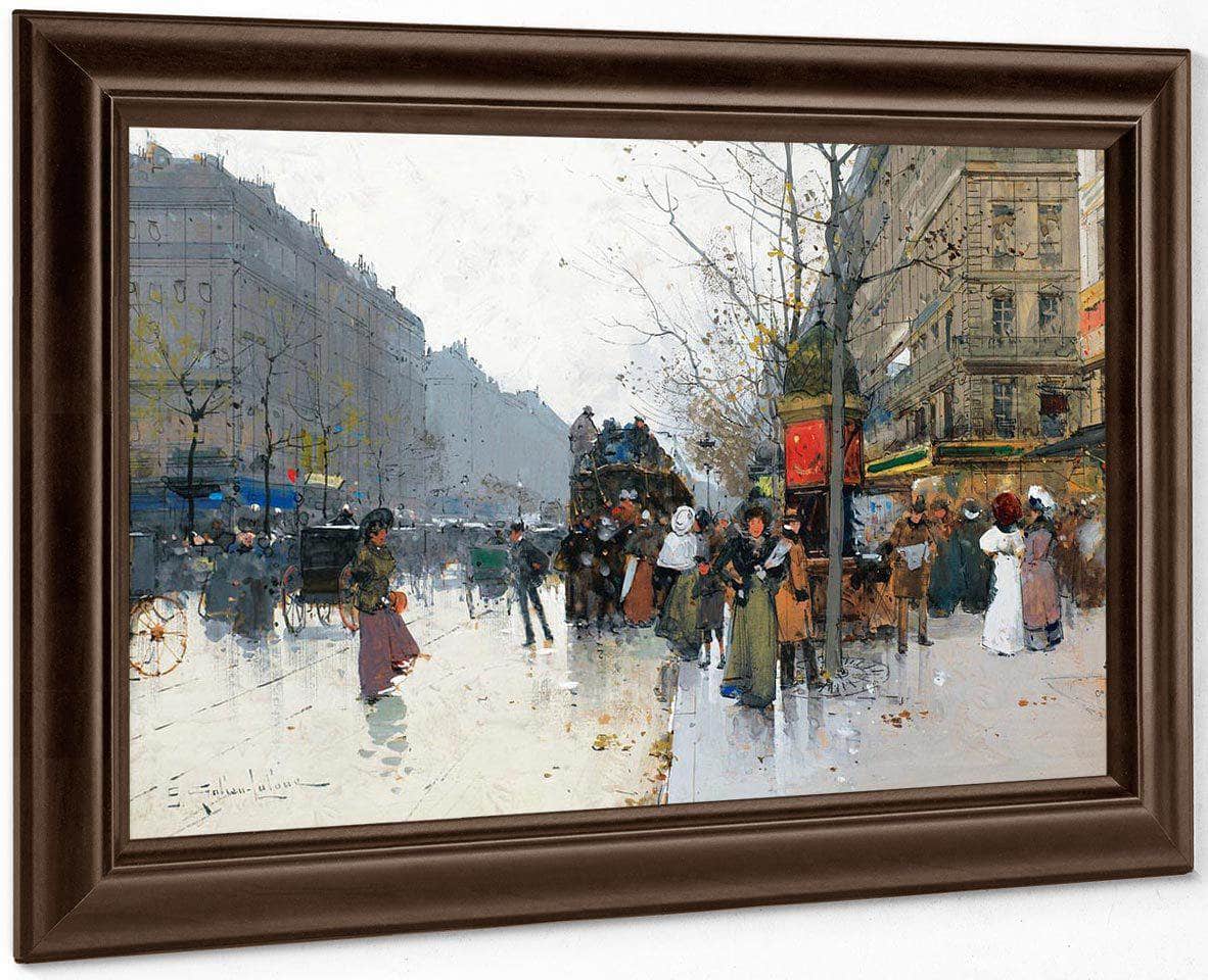 Grands Boulevards In Paris By Eugene Galien Laloue Fine Art Print