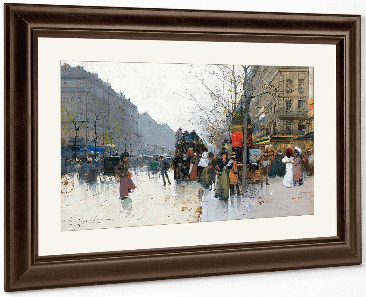 Grands Boulevards In Paris By Eugene Galien Laloue Fine Art Print