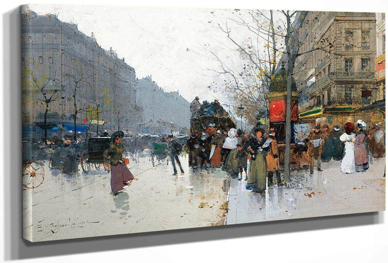 Grands Boulevards In Paris By Eugene Galien Laloue Fine Art Print