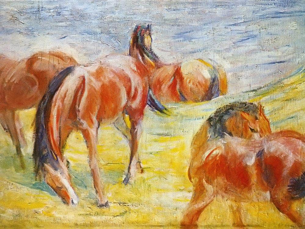Grazing Horses I By Franz Marc Fine Art Print