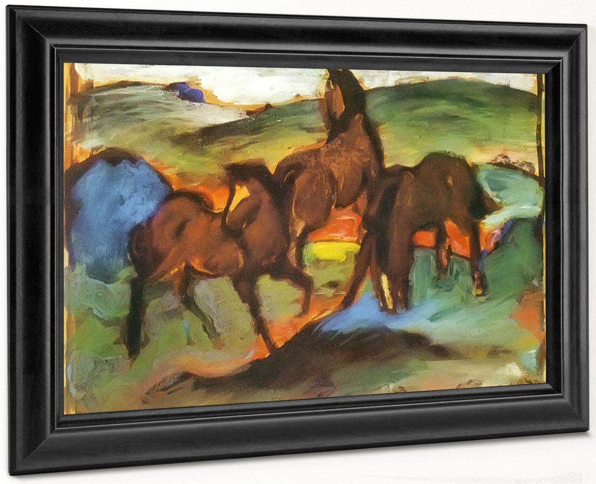 Grazing Horses Ii By Franz Marc Fine Art Print