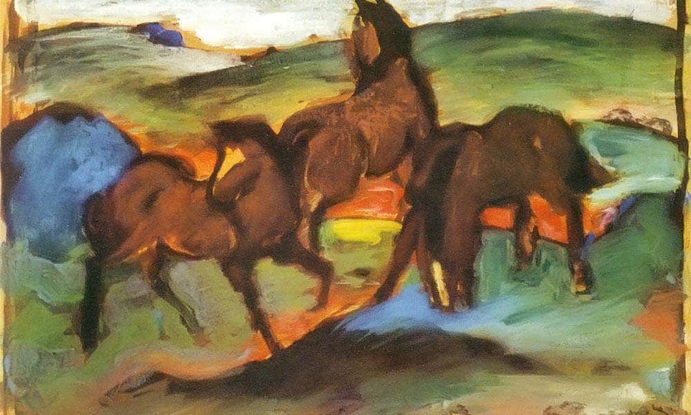 Grazing Horses Ii By Franz Marc Fine Art Print