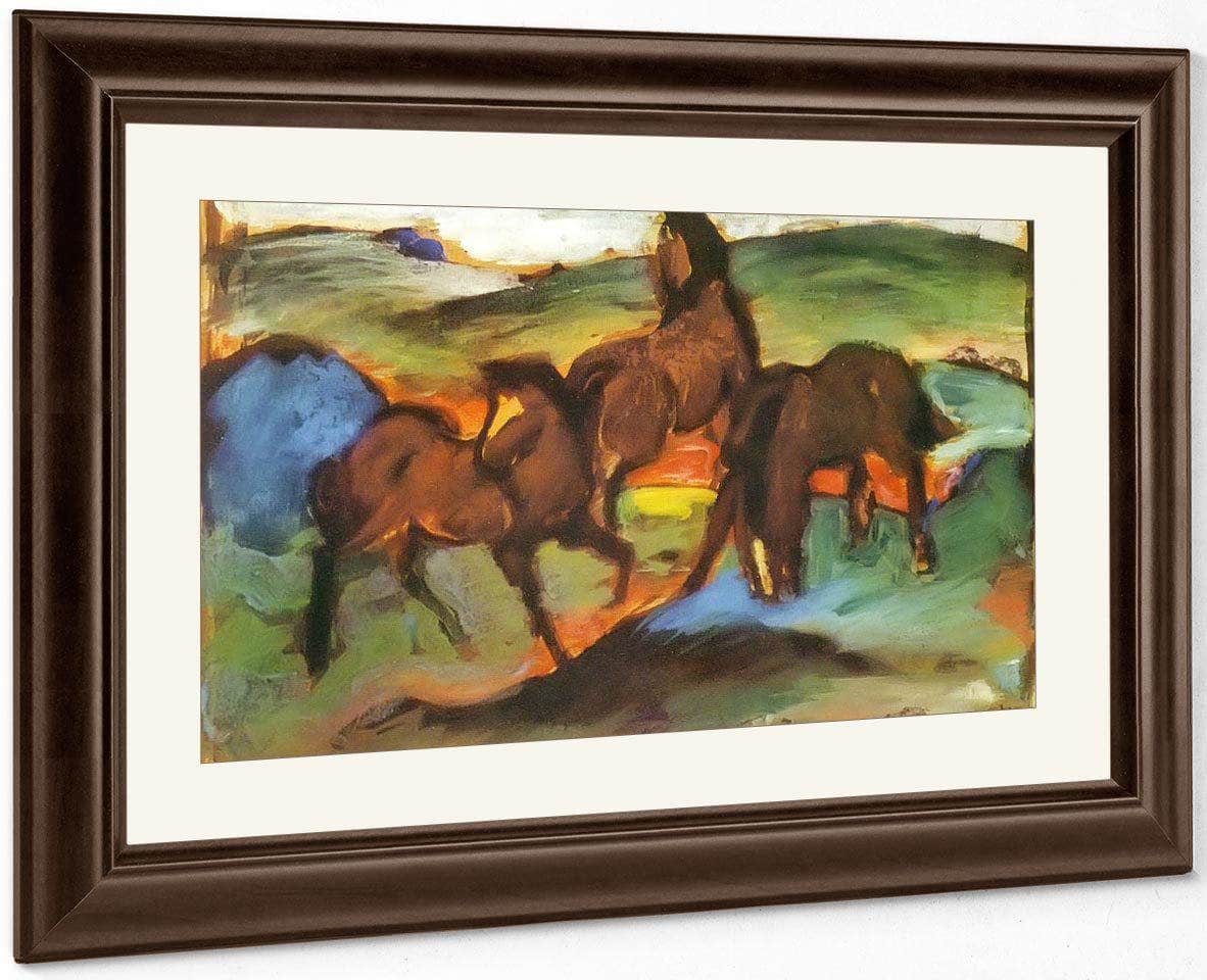 Grazing Horses Ii By Franz Marc Fine Art Print