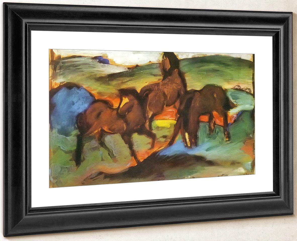 Grazing Horses Ii By Franz Marc Fine Art Print