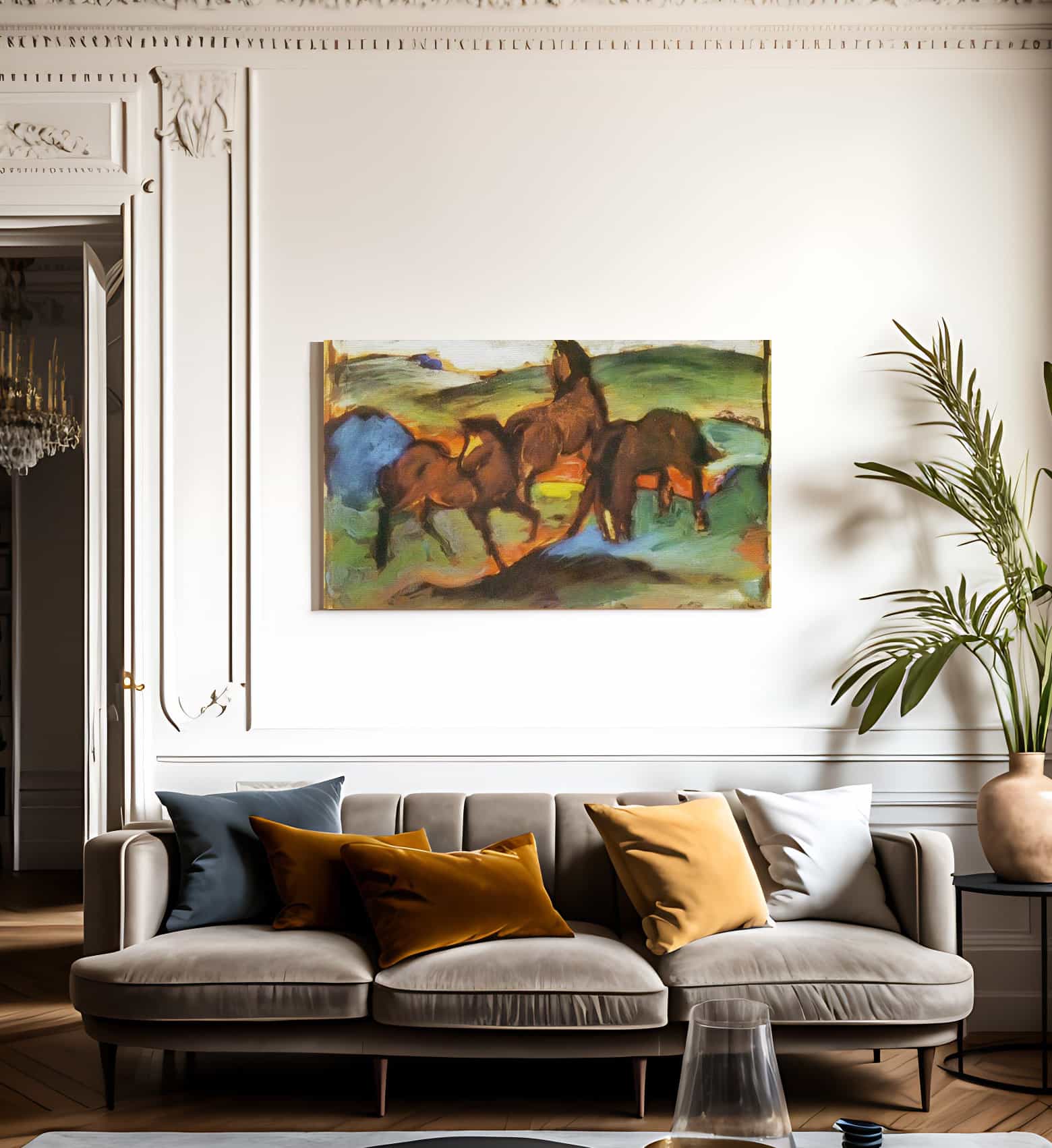 Grazing Horses Ii By Franz Marc Fine Art Print