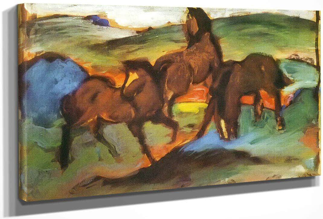 Grazing Horses Ii By Franz Marc Fine Art Print
