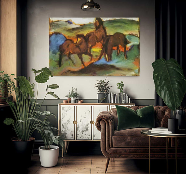 Grazing Horses Ii By Franz Marc Fine Art Print