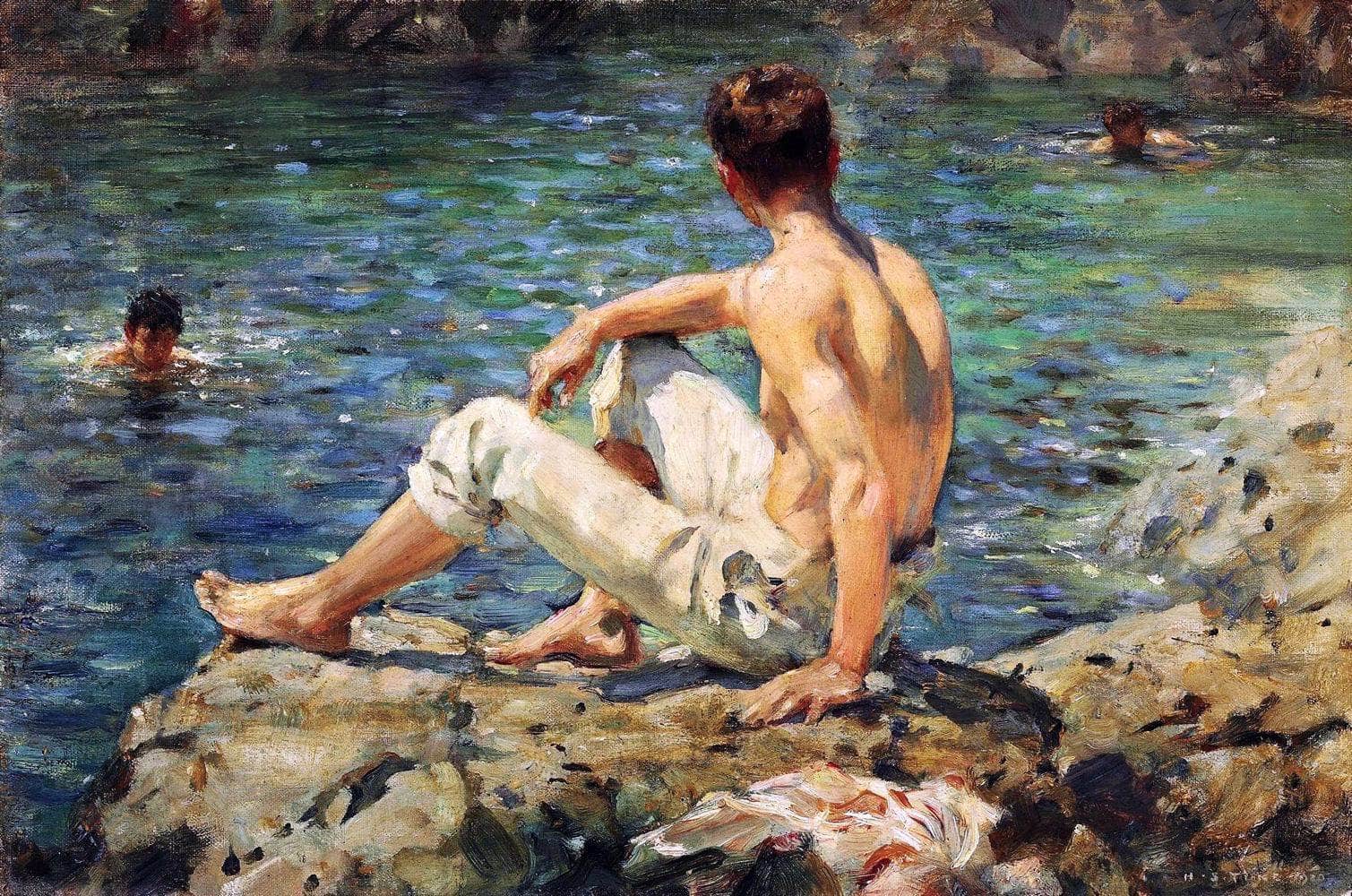 Green And Gold Painting Henry Scott Tuke Canvas Art Fine Art Print