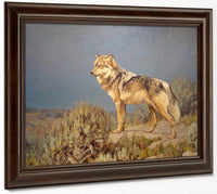 Grey Wolf Standing On A Bluff By Carl Rungius Fine Art Print