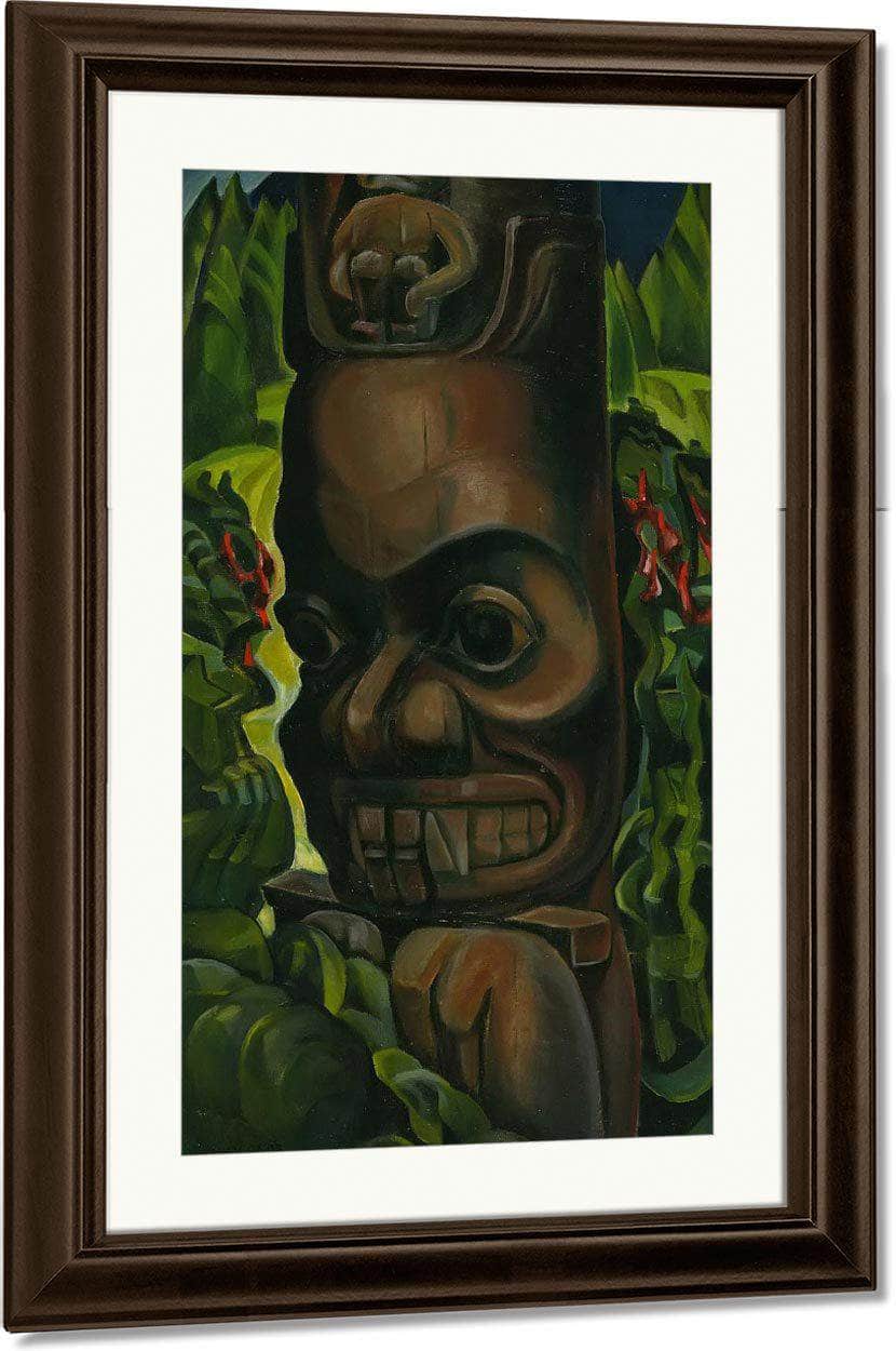 Grizzly Bear By Totem By Angidah By Nass By River By Emily Carr Fine Art Print