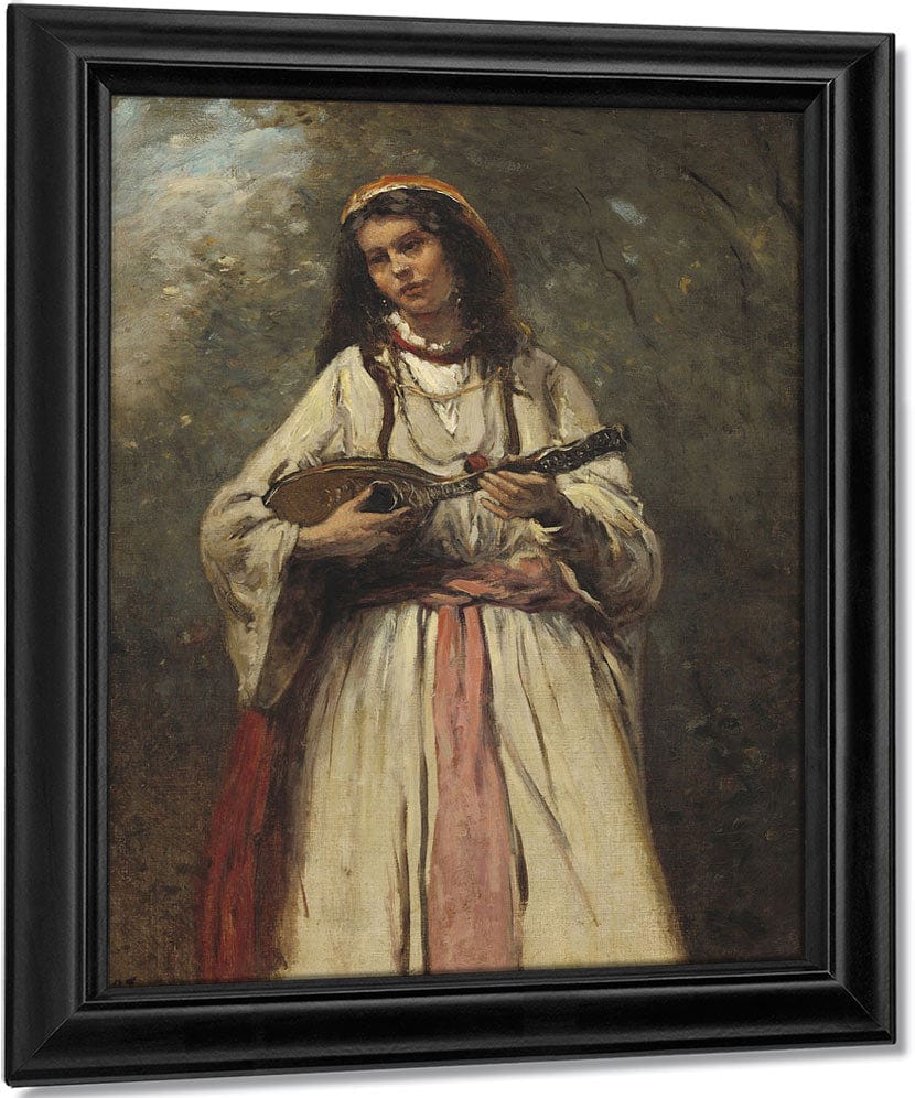 Gypsy Girl With Mandolin By Jean Baptiste Camille Corot Fine Art Print