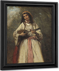 Gypsy Girl With Mandolin By Jean Baptiste Camille Corot Fine Art Print