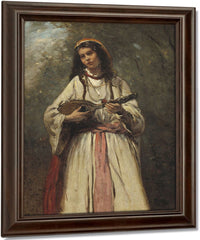 Gypsy Girl With Mandolin By Jean Baptiste Camille Corot Fine Art Print