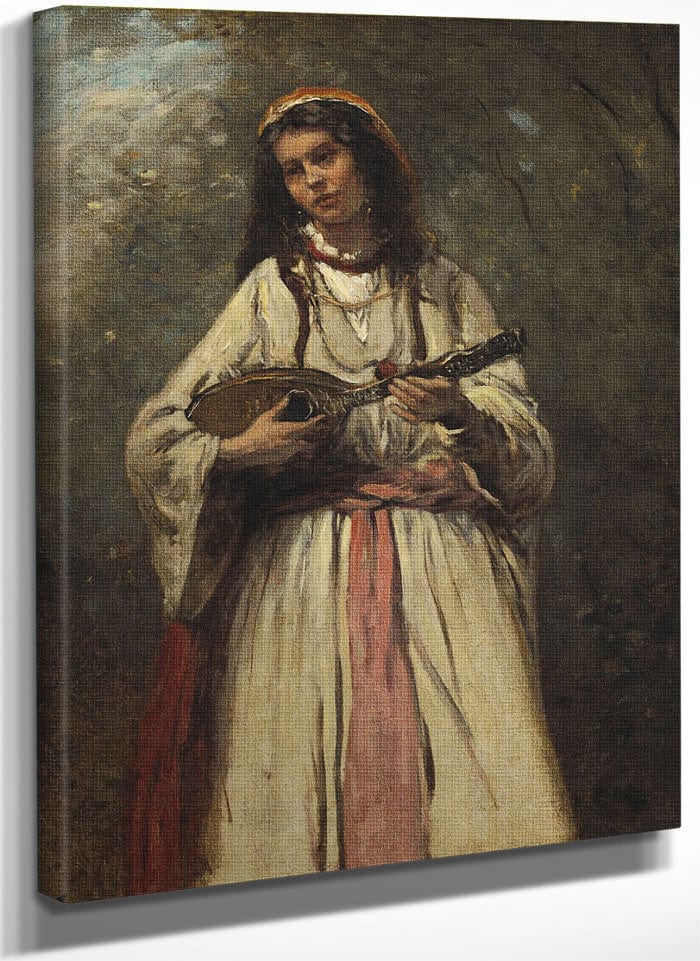 Gypsy Girl With Mandolin By Jean Baptiste Camille Corot Fine Art Print