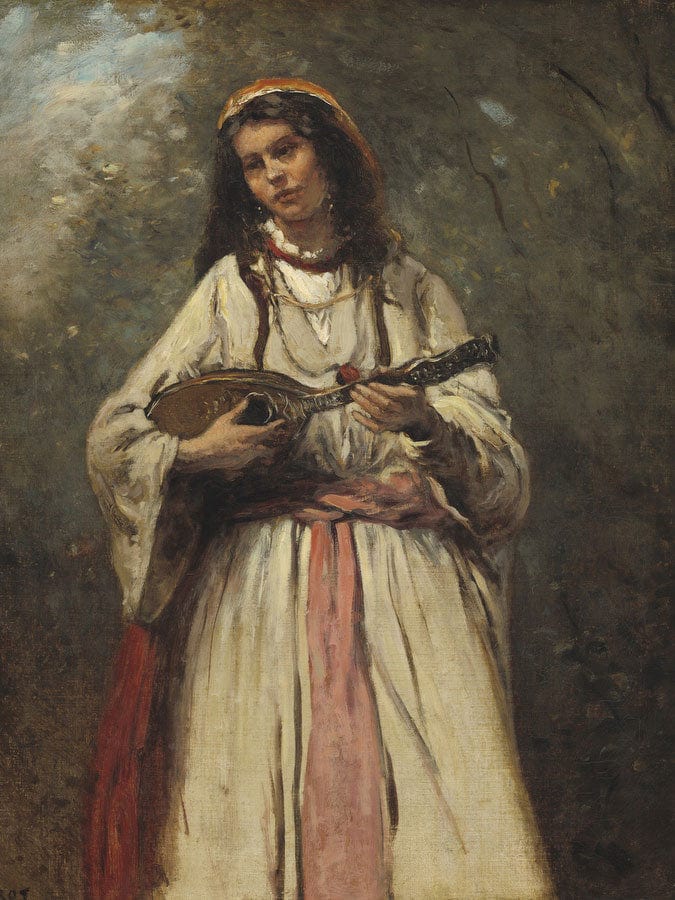 Gypsy Girl With Mandolin By Jean Baptiste Camille Corot Fine Art Print