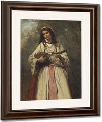 Gypsy Girl With Mandolin By Jean Baptiste Camille Corot Fine Art Print