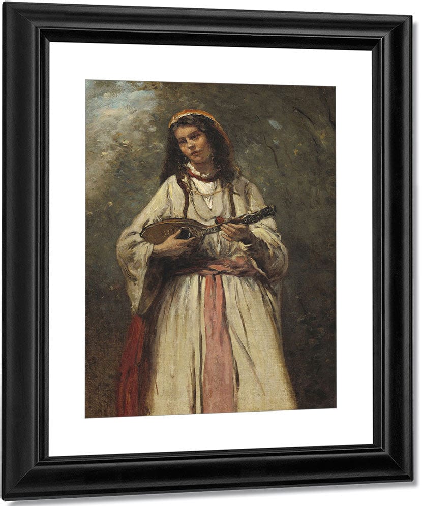 Gypsy Girl With Mandolin By Jean Baptiste Camille Corot Fine Art Print