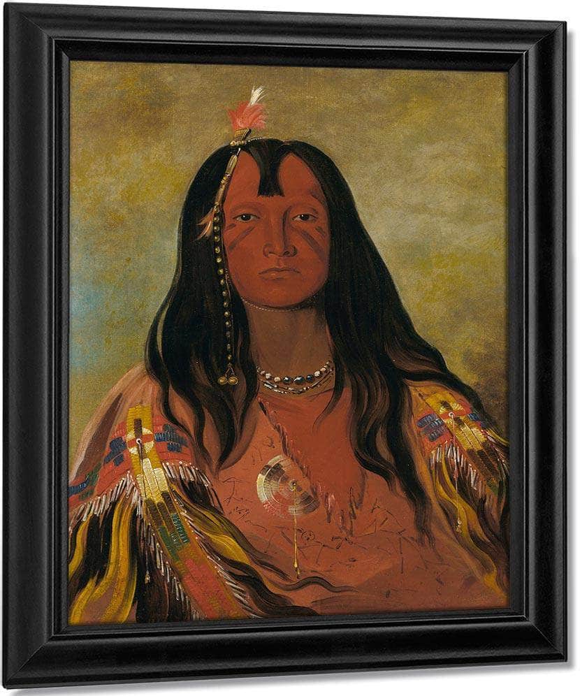 H'co A H'co A H'cotes Min, No Horns On His Head, A Brave By George Catlin Fine Art Print