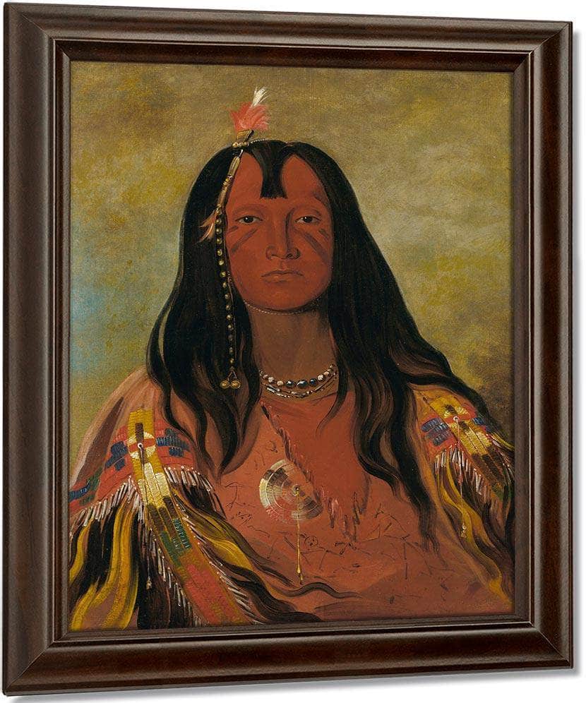 H'co A H'co A H'cotes Min, No Horns On His Head, A Brave By George Catlin Fine Art Print