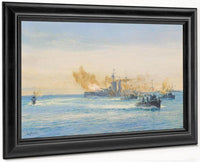 H.M.S Queen Elizabeth And Other Naval Vessels At Sea By William Lionel Wyllie Fine Art Print