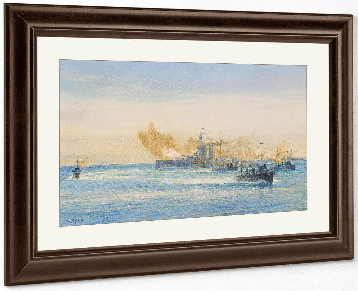 H.M.S Queen Elizabeth And Other Naval Vessels At Sea By William Lionel Wyllie Fine Art Print