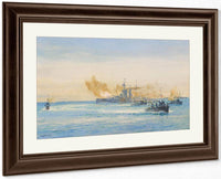 H.M.S Queen Elizabeth And Other Naval Vessels At Sea By William Lionel Wyllie Fine Art Print